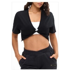 BUFFBUNNY COLLECTION Slouchy Twist Tee Onyx Black Size Medium